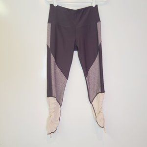 Apana Leggings Womens Small Purple Pink High Rise Mesh Colorblock Cinch Leg